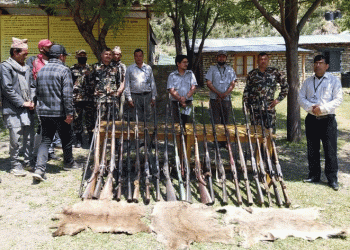 भरुवा बन्दुक र घोरलको छाला बरामद