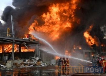 बिहीबार लेबनानको राजधानी बेरूतको पोर्टमा फेरि भीषण आगलागी