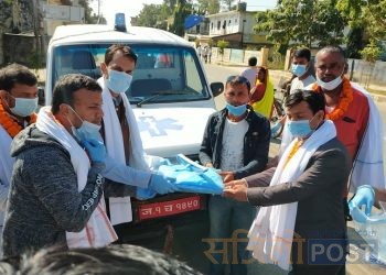 जनकपुर जेसिजद्वारा एम्बुलेन्स चालकहरुलाई  सुरक्षा सामग्री सहयोग