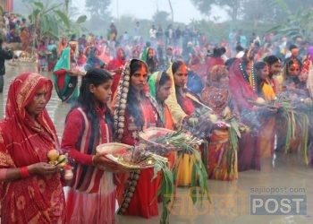 उदाउँदो सूर्यलाई अर्घ दिदै छठको समापन