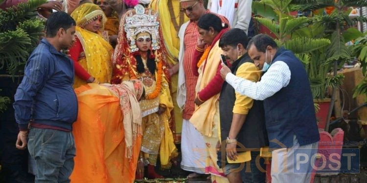 जनकपुरधाममा माता सीताको मटकोर विधि सम्पन्न : भोली विवाह हुने