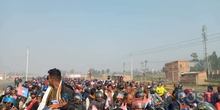 जनकपुरधाममा प्रधानमन्त्री केपी शर्मा ओलीको पक्षमा मोटरसाइकल र्याली प्रदर्शन