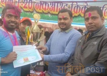 सप्तरीको बोदे बर्साईन नगरपालिका वार्ड न०८ रजपट्टिमा टि-20 क्रिकेट खेलमा देउरीको जीत