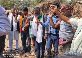 नवराजपुरमा अध्यक्ष यादवद्वारा दलान शिलान्यास;बस्तीमा छुट्टै रौनक