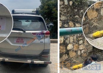 कोरोनाको महामारीमा सरकारी गाडी लिएर लभजोडीको रोमान्स, पत्रकारलाई देखेर भागे (हेर्नुहोस भिडियोसहित)