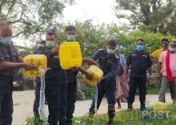 ईलाका प्रहरी कार्यलाई बोदे बर्साईनद्वारा अबैध घरेलु मदिरा बरामद गरि नष्ट