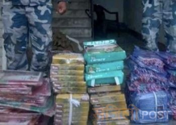 सप्तरीमा सशस्त्र प्रहरी टोलिद्वारा दुई भारतीय मोटरसाइकल सहित अबैध लत्ताकपडा बरामद
