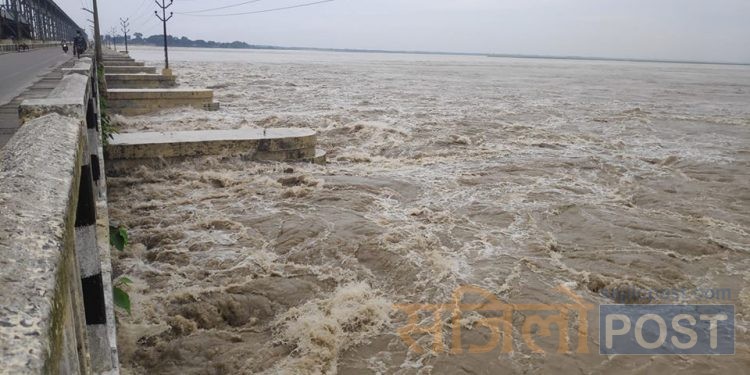 लगातारको वर्षाले पानी बढेपछि कोशी ब्यारेजको १२ ढोका खुला