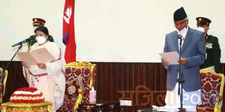 प्रधानमन्त्री शेरबहादुर देउवा सहित ४ मन्त्रीले लिए शपथ, जनार्दनलाई अर्थ र खाँडलाई गृह मन्त्रालय