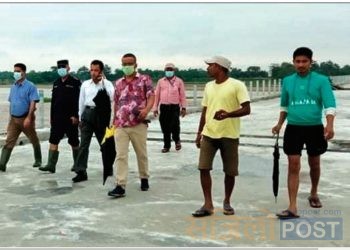 सिरहा–धनुषा जोड्ने कमला पुलको धनुषाका सीडीओद्वारा निरीक्षण