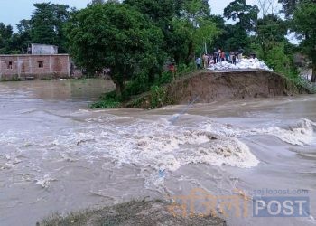 बिहारमा कोसी नदीको तटबन्ध भत्किएपछि हजारौँ परिवार विस्थापित