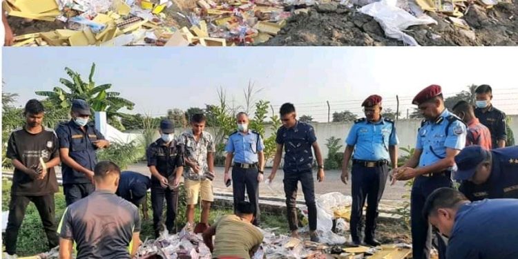 तीनलाख ३४ हजार मूल्य बराबरको पटका नष्ट