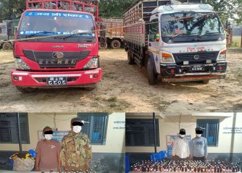 पर्सामा दुई वटा ट्रकबाट २७७ बोत्तल लागुऔषध बरामद, चारजना प्रहरी नियन्त्रणमा