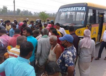 जनकपुरधाममा स्कुल बसको ठक्करबाट एक पुरुषको मृ त्यु