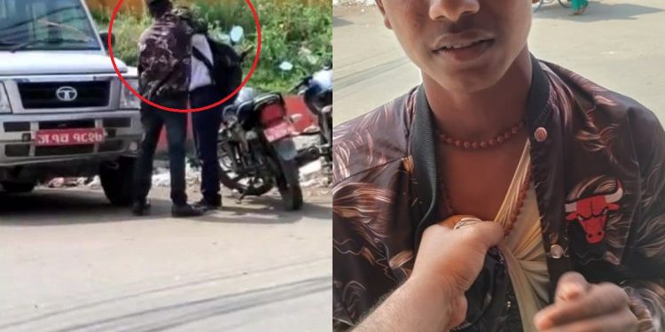 जनकपुरधामको धार्मिक स्थल राजदेवी मन्दिर अगाडी किशोरीलाई दिनदहाडै चुम्बन गर्ने युवकलाई राम धुलाई