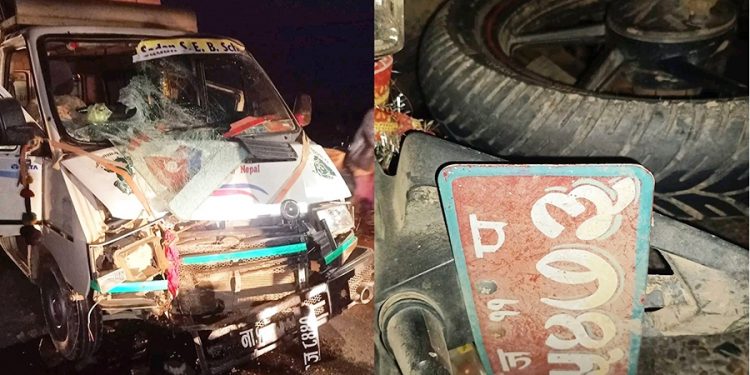 धनुषामा विङ्गर गाडी र मोटरसाइकल ठोक्किँदा दुई जनाको मृ त्यु