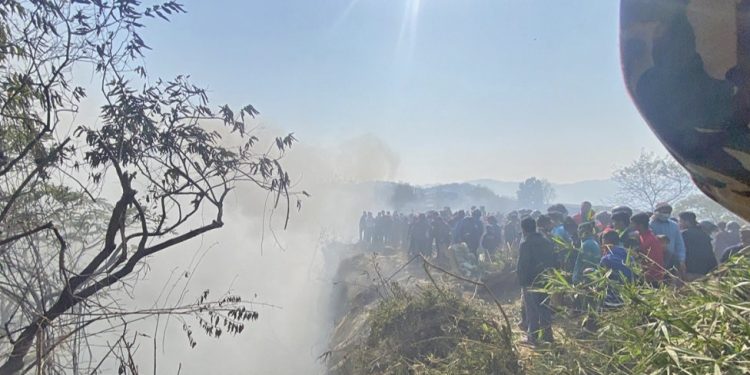 ६८ जना यात्रु बोकेको यतीको एयरलायन्सको विमान पोखरामा दुर्घटना,घटनास्थलबाट ३२ जनाको श व निकालियो