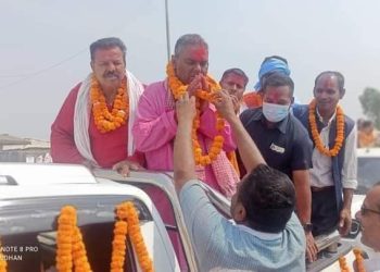 उपेन्द्र यादवको विजयी जुलुसमा हात्तीमा देखिए मधेसका मुख्यमन्त्री यादव