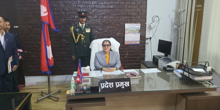 मधेस प्रदेश प्रमुख सुमित्रा भण्डारीद्वारा पदभार ग्रहण
