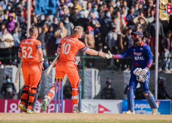 त्रिकोणात्मक अन्तर्राष्ट्रिय टी–२० सिरिजको फाइनलमा नेपाल नेदरल्यान्ड्ससँग चार विकेटले पराजित