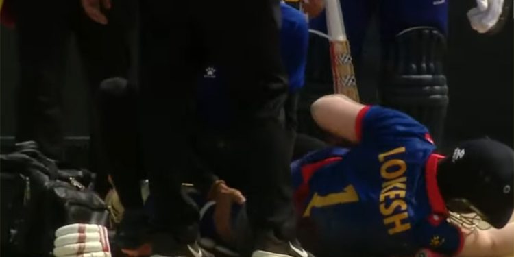 ब्याटिंगको क्रममा लोकेश बम घाइते