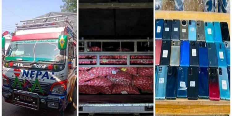 धनुषाबाट १५२ बोरा प्याज र ३२ वटा मोबाइल बरामद