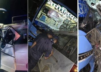 बस र इलेक्ट्रिक हायस आपसमा ठोक्किँदा ४ जनाको मृत्यु