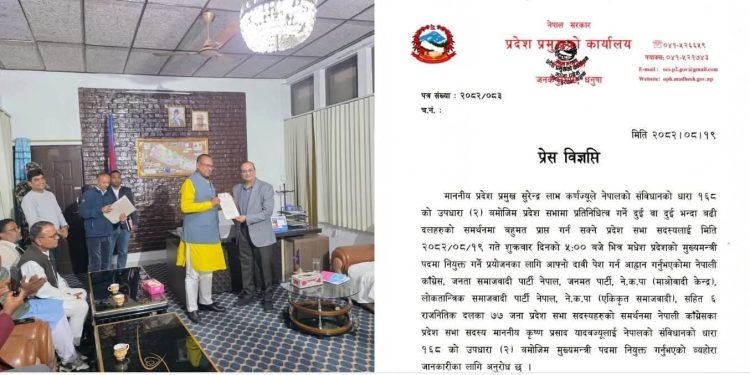 मधेश प्रदेशको मुख्यमन्त्रीमा कांग्रेसका कृष्णप्रसाद यादव नियुक्त