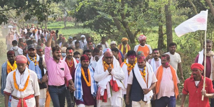 धनुषा–२ मा एमाले उम्मेदवार उमाशंकर अरगरियाको नाथपट्टि र बिसरभोरामा स्वागत, जनसम्पर्कमा जोड