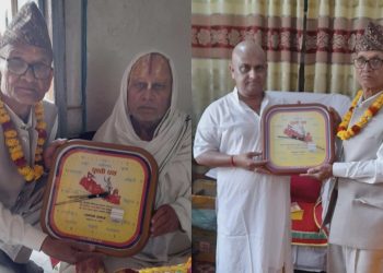 जानकी मन्दिरका महन्थ र सहायक महन्थलाई सनातन समाजद्वारा सम्मान