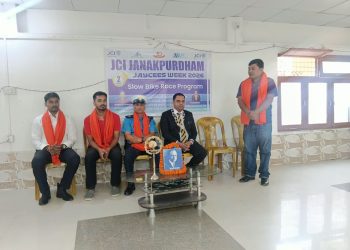 जनकपुरधाम जेसिजको जेसीज सप्ताहमा स्लो बाइक रेस, दुर्घटना न्यूनीकरणको सन्देश