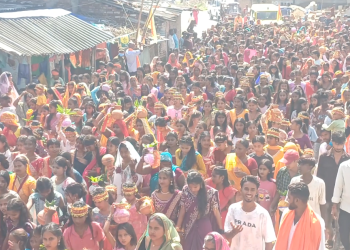 मटिहानीमा बडादशैँको सुरुवातसँगै भव्य शान्ति कलश शोभायात्रा